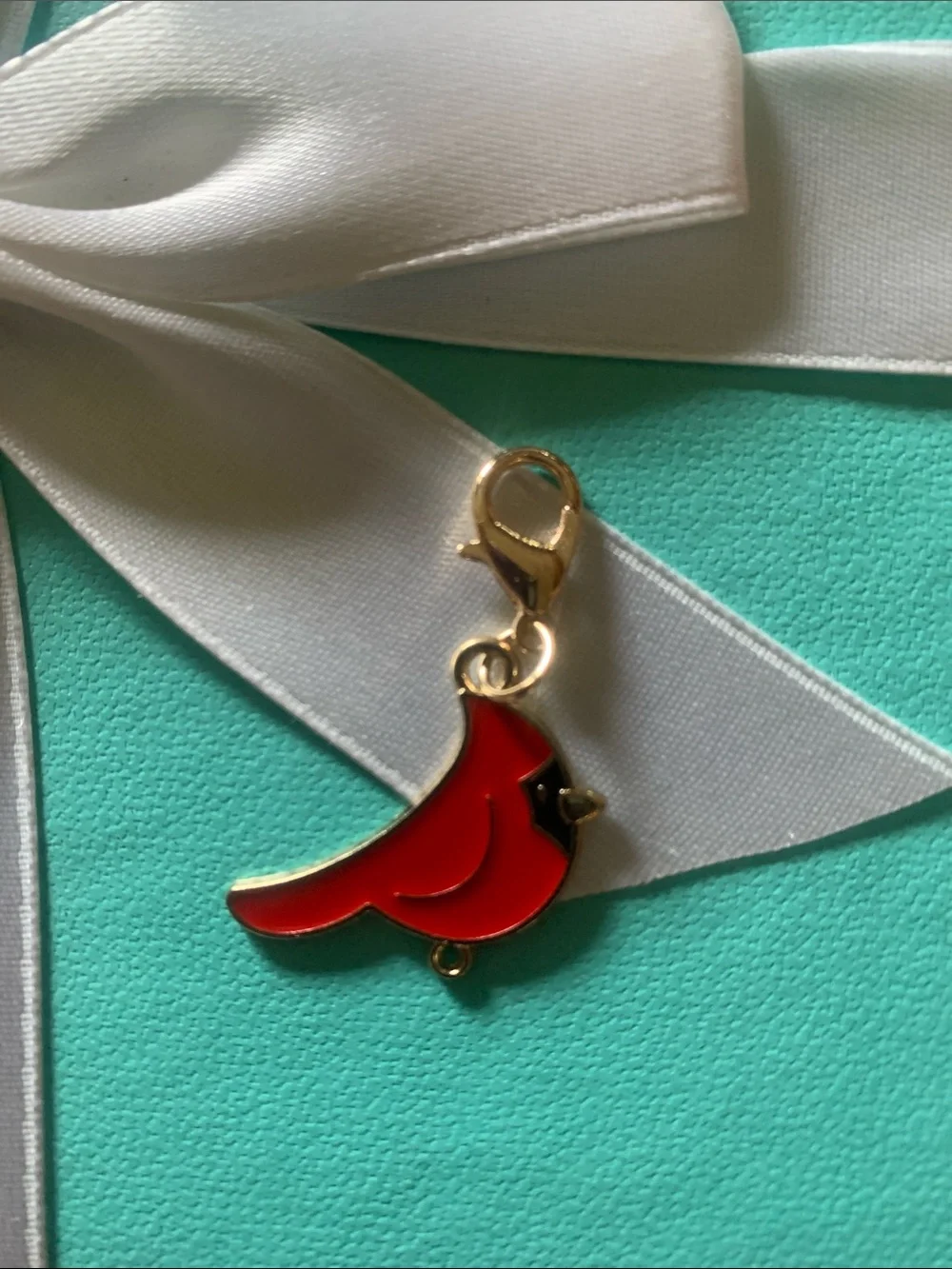 Red Cardinal Bird Charm for Pets - Gold Trim 526